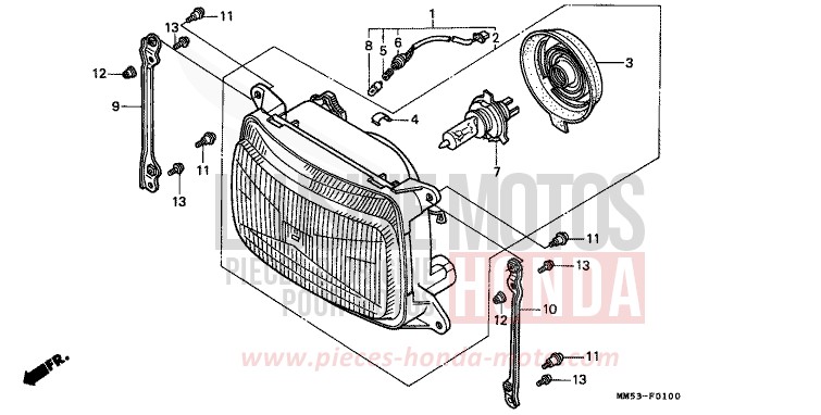 SCHEINWERFER (CBR1000FH/FJ/FM) von CB1300 Super Bold'or ABS KARAKORUM GRAY METALLIC-U (NH197E) von 1988